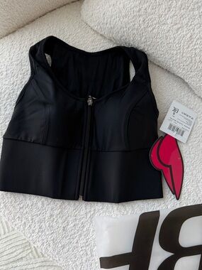 Bonafide Black Front-Zip Crop Sports Bra